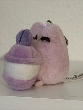 Pusheen Light Purple Plush Keychain with Dessert